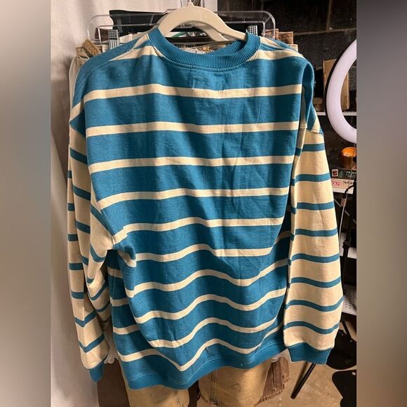 Free People We the Free Classic Striped Cardigan in Blue Combo - Picture 8 of 8